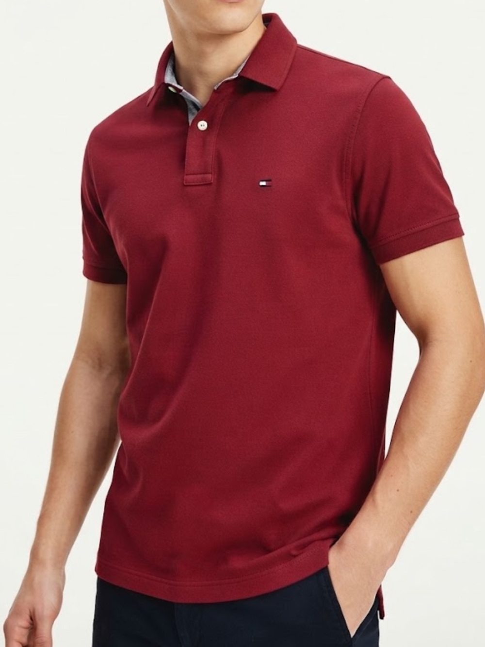Tommy Hilfiger Men's Maroon Burgundy Short-Sleeve Polo Size XL